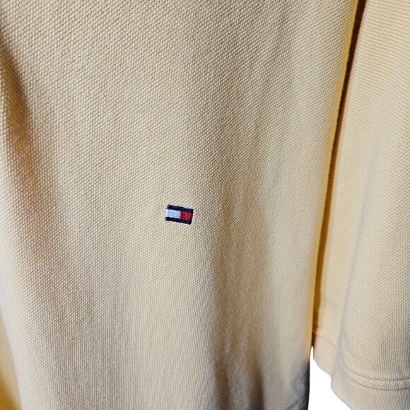 Tommy Hilfiger Yellow Polo Shirt Mens Size L 100% Cotton Classic Fit Short Sleev - Picture 2 of 5